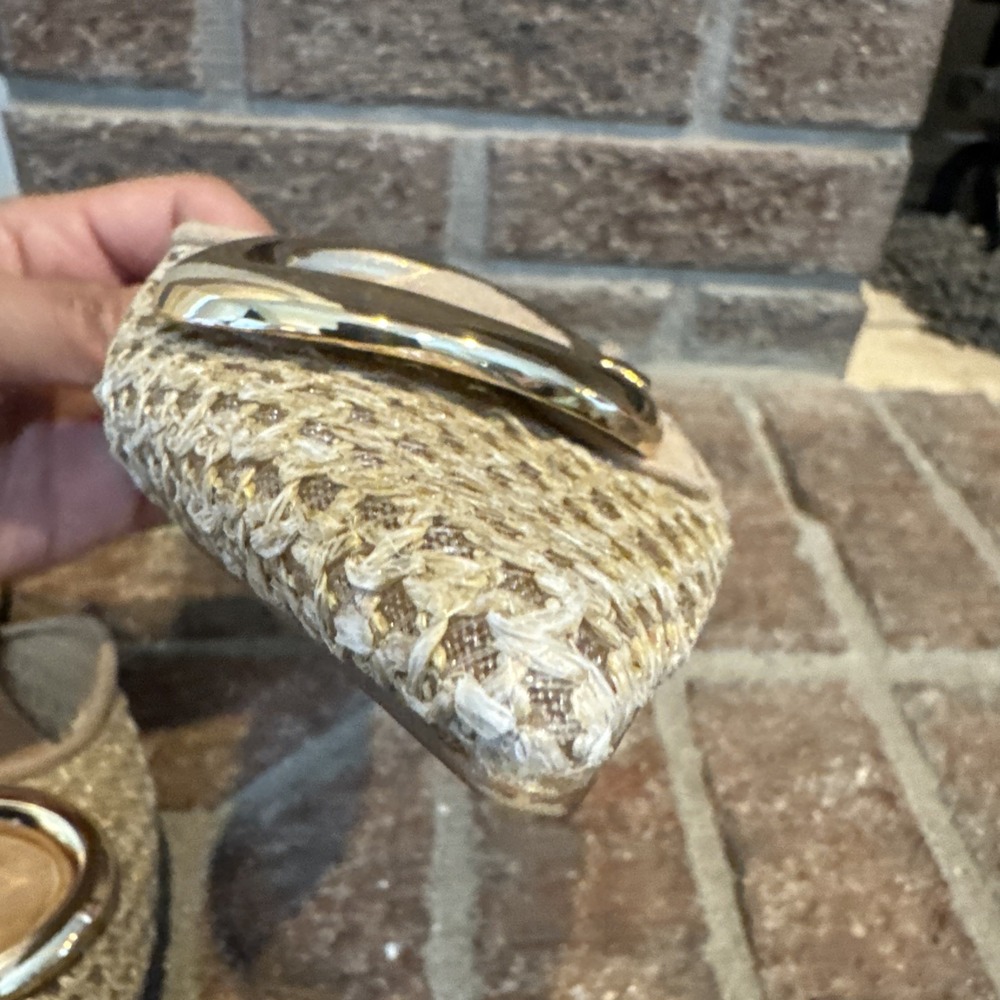 Steve Madden Women's Ira Raffia Mule Point Toe Size 8.5 Gold Buckle Detail #573 - Picture 13 of 16
